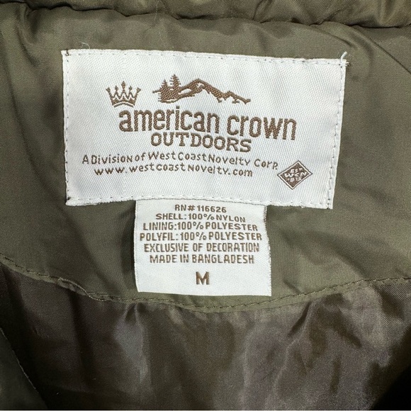 Pennsylvania Embroidered Olive Green Faux Fur Trim Puffer Vest Size Medium - Picture 12 of 12